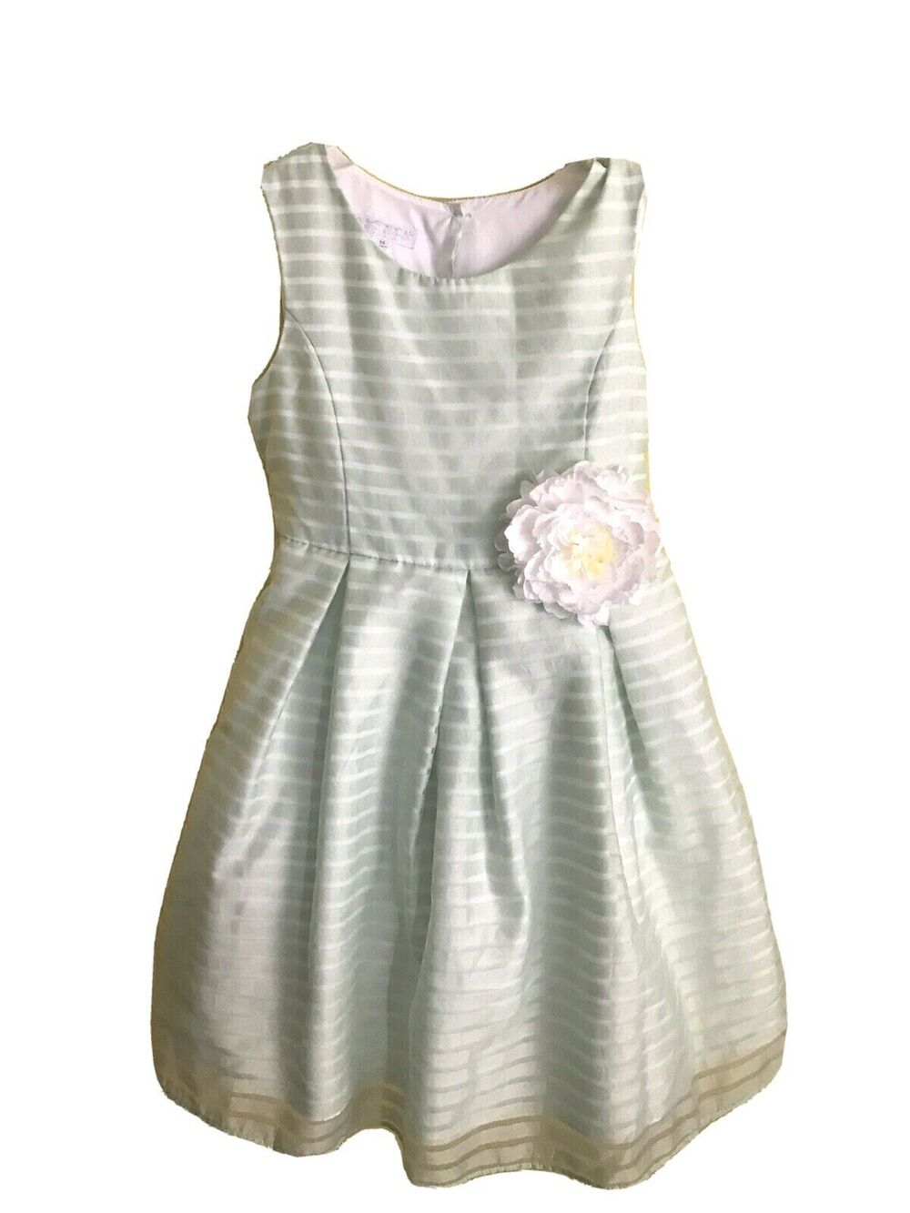 Size 10 Girls Special Occasion Sheer Green Striped Overlay Tulle Party